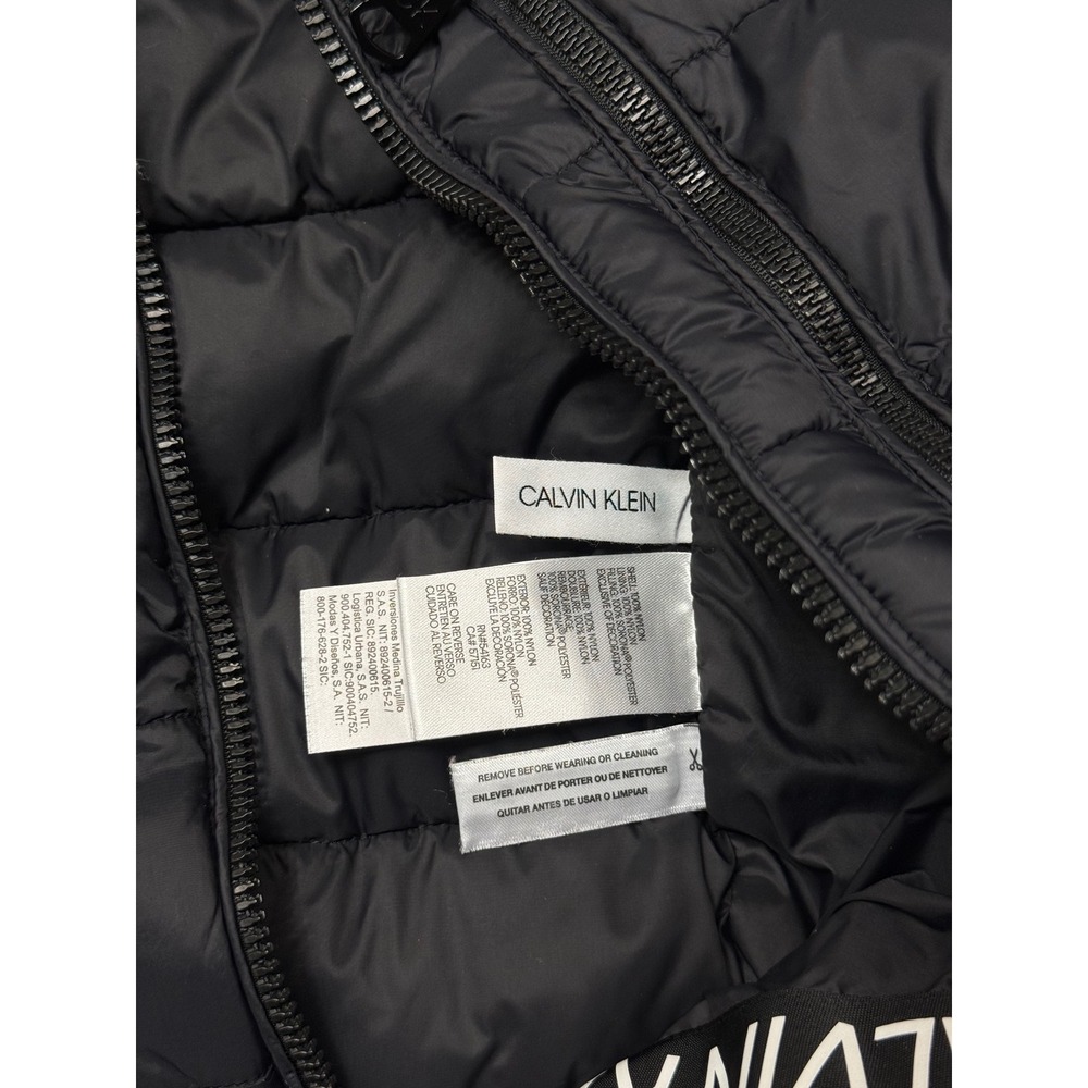 Calvin Klein Mens Puffer Jacket Black Hooded Water Resistant CMC51888 Medium - Picture 9 of 12